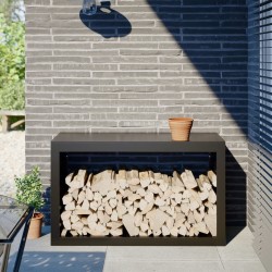 Portant de bois de chauffage noir 100x40x60 cm acier 