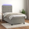 Sommier à lattes de lit et matelas et LED Gris clair 80x200 cm 