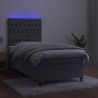 Sommier à lattes de lit et matelas et LED Gris clair 80x200 cm 