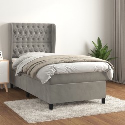 Sommier à lattes de lit et matelas Gris clair 80x200 cm Velours 