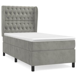 Sommier à lattes de lit et matelas Gris clair 80x200 cm Velours 