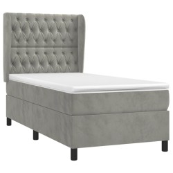 Sommier à lattes de lit et matelas Gris clair 80x200 cm Velours 