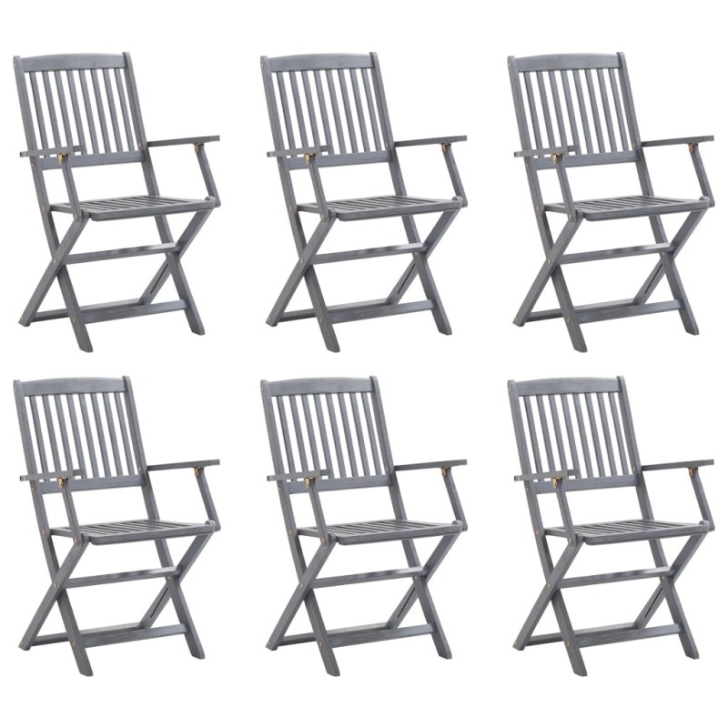 Chaises pliables d'extérieur lot de 6 Bois d'acacia solide Chaises pliables d'extérieur lot de 6 Bois d'acacia solide