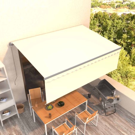 Auvent manuel rétractable avec store 4,5x3 m Crème 