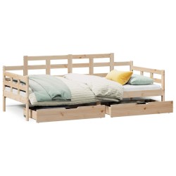 Lit de jour avec tiroirs sans matelas 90x200 cm bois massif 