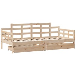 Lit de jour avec tiroirs sans matelas 90x200 cm bois massif 