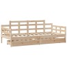 Lit de jour avec tiroirs sans matelas 90x200 cm bois massif 
