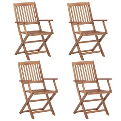 Chaises pliables de jardin lot de 4 avec coussins Bois d'acacia 