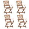 Chaises pliables de jardin lot de 4 avec coussins Bois d'acacia 