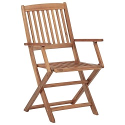 Chaises pliables de jardin lot de 4 avec coussins Bois d'acacia 