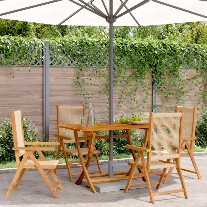 Chaises inclinables de jardin lot de 4 beige bois massif acacia 