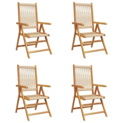 Chaises inclinables de jardin lot de 4 beige bois massif acacia 