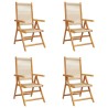 Chaises inclinables de jardin lot de 4 beige bois massif acacia 