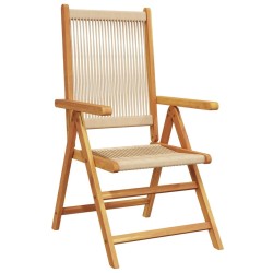 Chaises inclinables de jardin lot de 4 beige bois massif acacia 