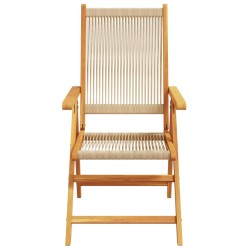 Chaises inclinables de jardin lot de 4 beige bois massif acacia 
