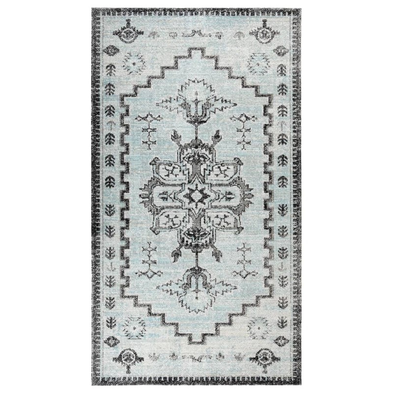 Tapis à tissage plat d'extérieur 115x170 cm Vert et gris 