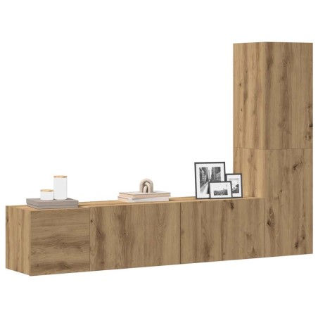 Meubles TV muraux 3 pcs chêne artisanal bois d'ingénierie 