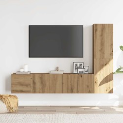 Meubles TV muraux 3 pcs chêne artisanal bois d'ingénierie 