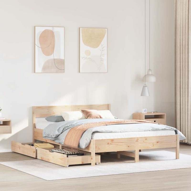 Cadre de lit sans matelas 120x190 cm bois de pin massif 