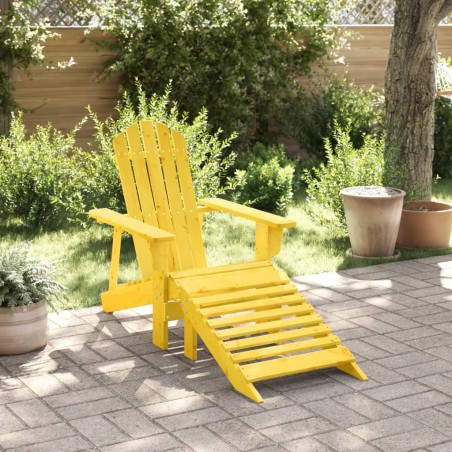 Chaise Adirondack avec pouf jaune bois massif de sapin 