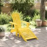 Chaise Adirondack avec pouf jaune bois massif de sapin 