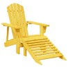 Chaise Adirondack avec pouf jaune bois massif de sapin 