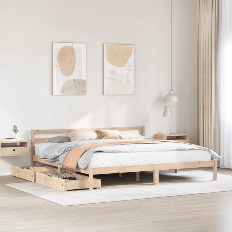 Cadre de lit sans matelas 200x200 cm bois massif de pin 
