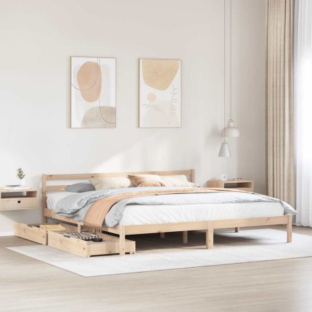 Cadre de lit sans matelas 200x200 cm bois massif de pin 