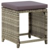 Tabourets de jardin lot de 4 avec coussins Résine tressée Gris 
