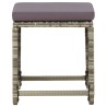 Tabourets de jardin lot de 4 avec coussins Résine tressée Gris 