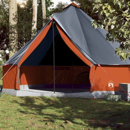 Tente familiale tipi 10 personnes gris et orange imperméable 