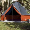 Tente familiale tipi 10 personnes gris et orange imperméable 