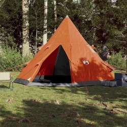 Tente de camping tipi 4 personnes orange imperméable 