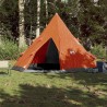 Tente de camping tipi 4 personnes orange imperméable 
