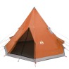 Tente de camping tipi 4 personnes orange imperméable 