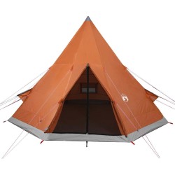 Tente de camping tipi 4 personnes orange imperméable 