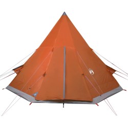 Tente de camping tipi 4 personnes orange imperméable 