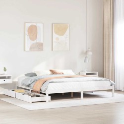 Cadre de lit sans matelas blanc 180x200 cm bois massif de pin 