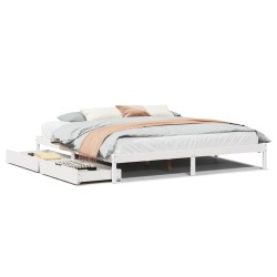 Cadre de lit sans matelas blanc 180x200 cm bois massif de pin 