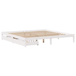 Cadre de lit sans matelas blanc 180x200 cm bois massif de pin 