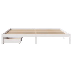 Cadre de lit sans matelas blanc 180x200 cm bois massif de pin 