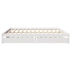 Cadre de lit sans matelas blanc 180x200 cm bois massif de pin 