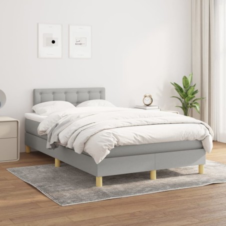 Sommier à lattes de lit avec matelas Gris clair 120x200cm Tissu 