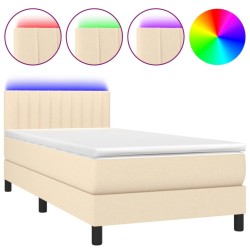 Sommier à lattes de lit avec matelas LED Crème 80x200 cm Tissu 
