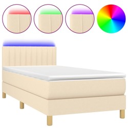 Sommier à lattes de lit avec matelas LED Crème 90x200 cm Tissu 