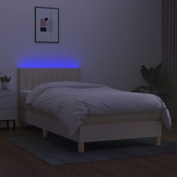 Sommier à lattes de lit avec matelas LED Crème 90x200 cm Tissu 
