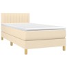 Sommier à lattes de lit avec matelas LED Crème 90x200 cm Tissu 