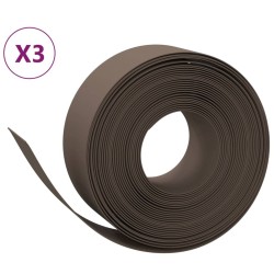 Bordures de jardin 3 pcs marron 10 m 20 cm polyéthylène 