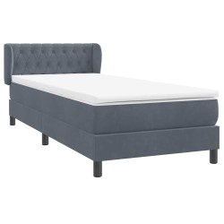 Sommier à lattes de lit et matelas gris foncé 90x210 cm velours 