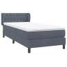 Sommier à lattes de lit et matelas gris foncé 90x210 cm velours 